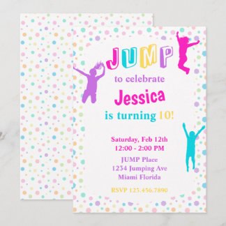 Trampolin Park Jump Bounce Girls Party Einladung