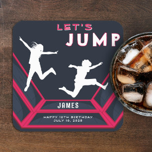 Trampolin Park Let's Jump Red Birthday Party Rechteckiger Pappuntersetzer