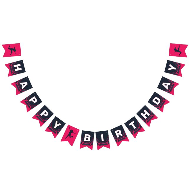 Trampolin Park Let's Jump Red Birthday Party Wimpelkette (Alle)