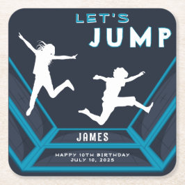 Trampolin Park Springen Blue Birthday Party Rechteckiger Pappuntersetzer