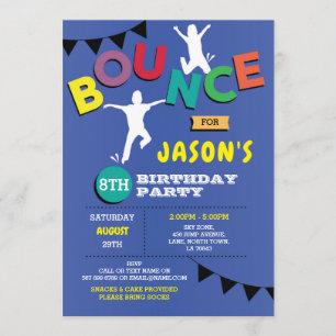 Trampoline Anniversaire Invitation Jump Bounce Par