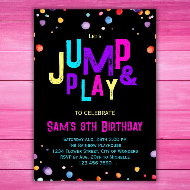 Trampoline Anniversaire Invitation Jump Play Party (Créateur téléchargé)