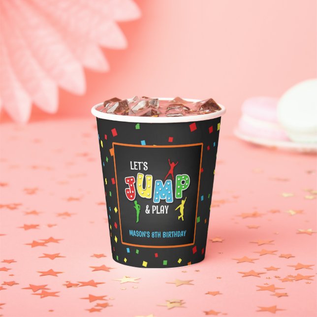 Trampoline Birthday Paper Cup - Junge Pappbecher (Insitu)