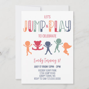 Trampoline Jump and Play Birthday Party Einladung