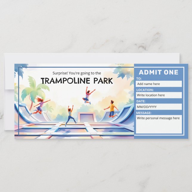 Trampoline Park - Bounce House Ticket  Einladung (Vorderseite)