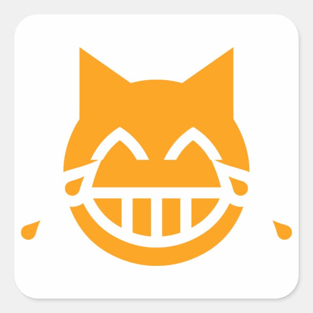 Tränen der Joy Emoji Cat Quadratischer Aufkleber (Vorderseite)