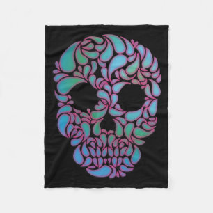 Tränen-Tropfen-Kandiszucker-Schädel in Blau, Grün Fleecedecke
