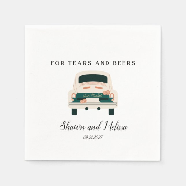Tränen und Biere nur verheiratet Cocktail Napkin Serviette (Vorderseite)