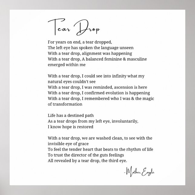 Tränenfallen Erwachen Dritte Augen Poster Kunst (Vorne)