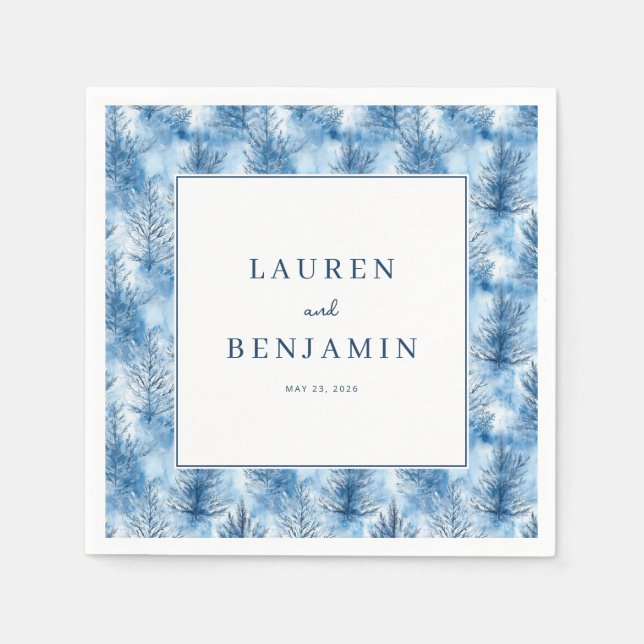 Tranquil Blue Pine Trees Serviette (Vorderseite)