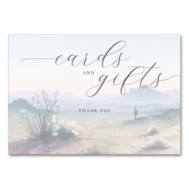 Tranquil Blue Watercolor Desert Landscape Tischnummer (Vorderseite)