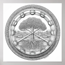 Tranquil Botanical Mandala: Hydroponic Helix Poster