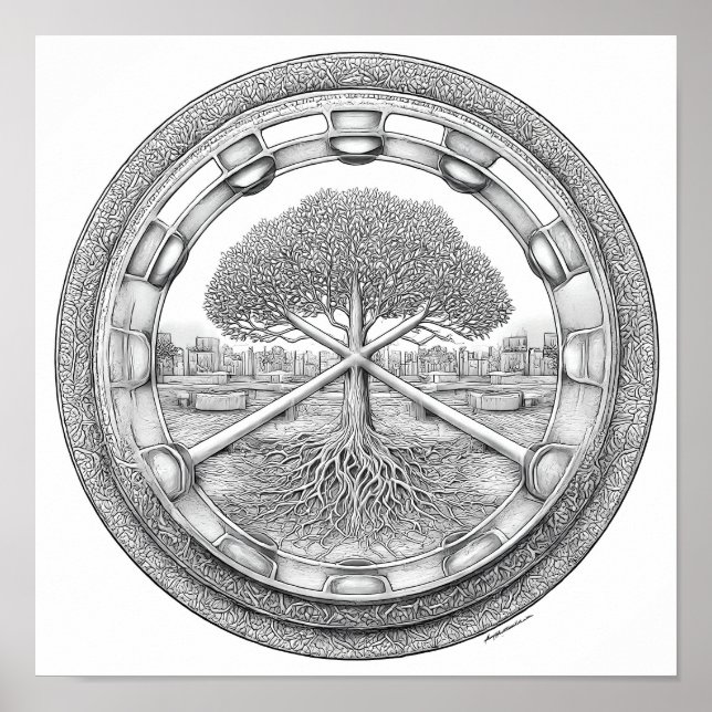 Tranquil Botanical Mandala: Hydroponic Helix Poster (Vorne)