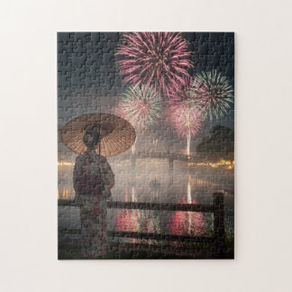 Tranquil Colors – A Yukata Girl and Fireworks