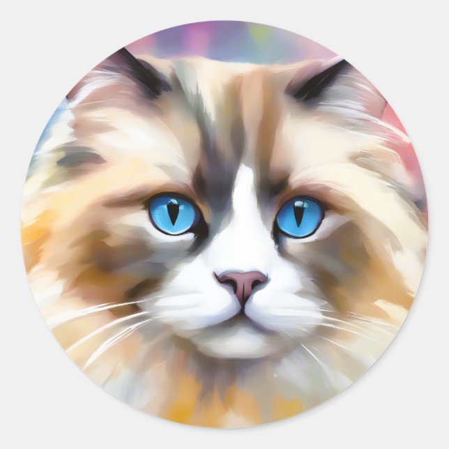 Tranquil Elegant Ragdoll Cat Runder Aufkleber (Vorderseite)