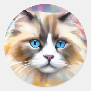Tranquil Elegant Ragdoll Cat Runder Aufkleber