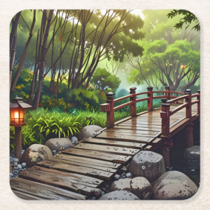 Tranquil Escape - Japanischer Garten Papier Unters Rechteckiger Pappuntersetzer
