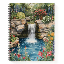 Tranquil Garden Waterfall Spiral Notebook