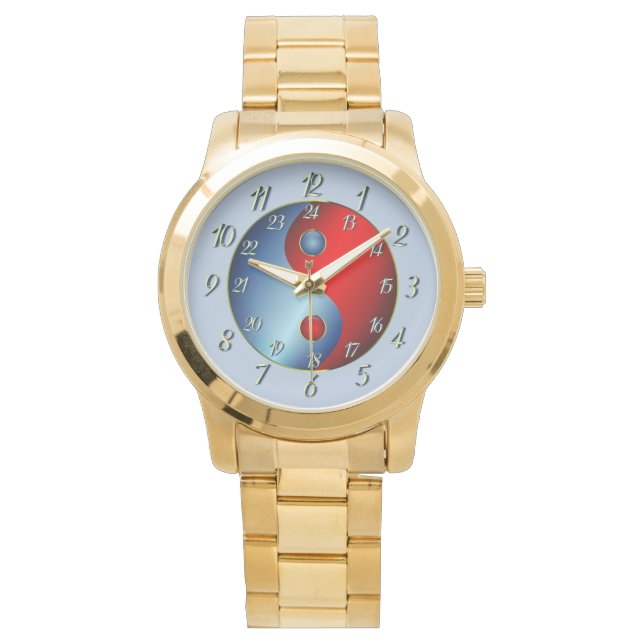 Tranquil Gray Ying Yang Armbanduhr (Vorderseite)