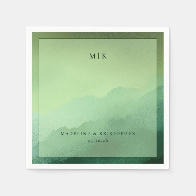 Tranquil Green Mountain Gradient Serviette (Vorderseite)
