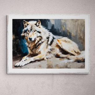 Tranquil Guardian: Friedliches Wolf-Portrait Poster