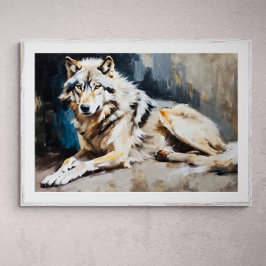 Tranquil Guardian: Friedliches Wolf-Portrait Poster