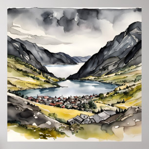 Tranquil Haven von den norwegischen Fjorden Poster