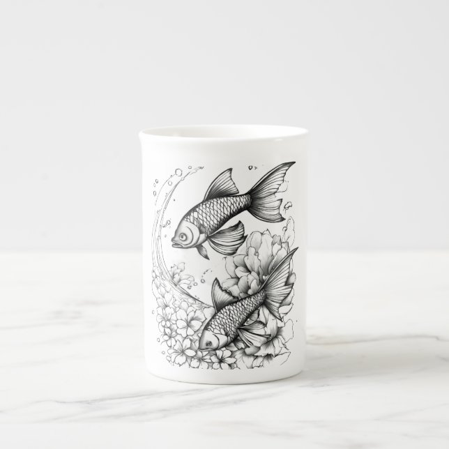 Tranquil Koi Pond Bone China Tasse (Vorderseite)