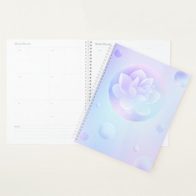 Tranquil Lotus Hardcover Daily Planner (Devant avec enveloppe)