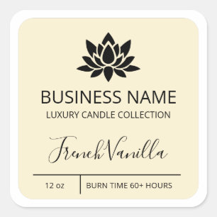Tranquil Lotus Vanilla Soy Candle Labels Quadratischer Aufkleber