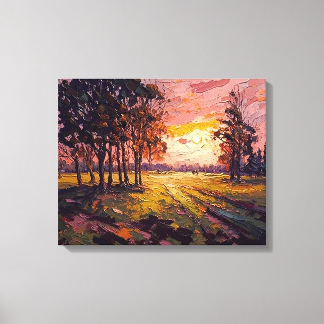 Tranquil Meadow Sunset Fine Art Leinwanddruck (Vorderseite)