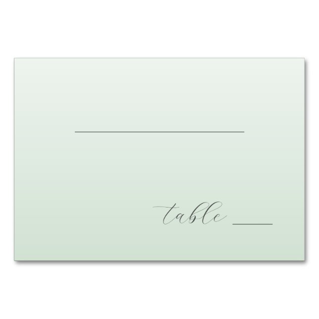 Tranquil Pastel Green Minimalist Lines Tischnummer (Vorderseite)