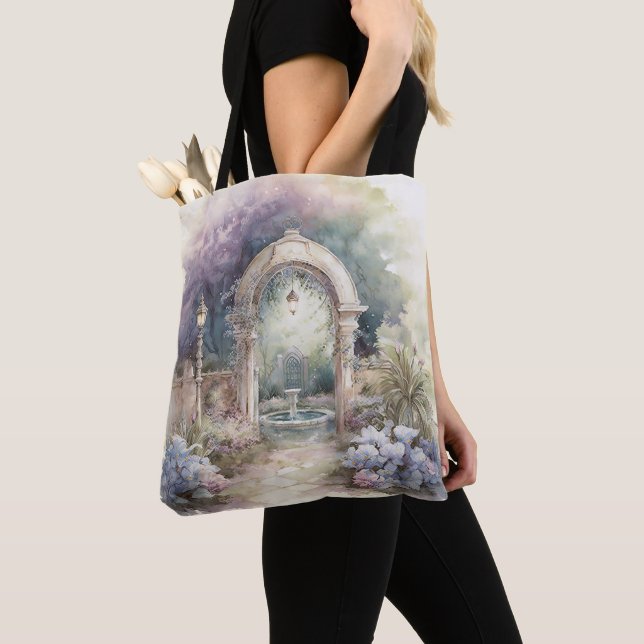 TRANQUIL PASTEL WATERCOLOR GARDEN SCENE TASCHE (Von Nahem)
