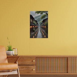Tranquil Rainy Japanese Street Ghibli Inspiriert Poster
