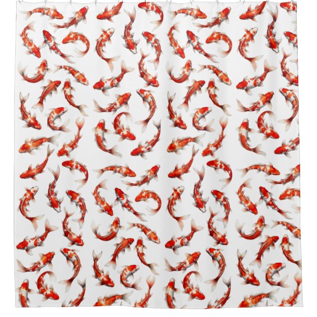 Tranquil scene of koi with watercolor technique duschvorhang (Vorderseite)