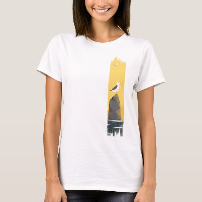 Tranquil Seagull Pinselstrich T-Shirt (Vorderseite)