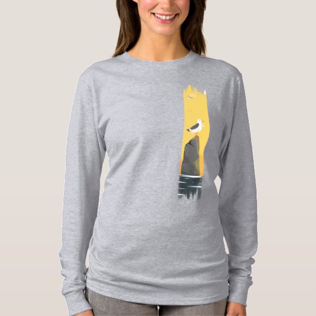 Tranquil Seagull Pinselstrich T-Shirt (Vorderseite)