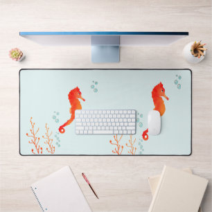 Tranquil Seahorse" Wasserfarben-Schreibtischmatte Schreibtischunterlage