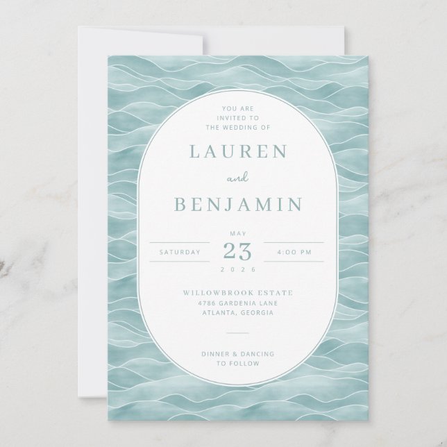 Tranquil Teal Wave Invitations Einladung (Vorderseite)