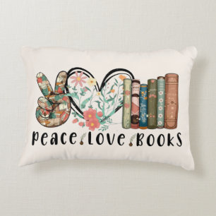 Tranquil Vibes: Frieden, Liebe und Bücher Dekokissen
