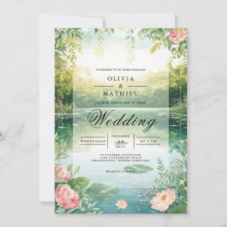 Tranquile Blomlandschaft Hochzeit Einladung