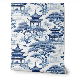 Tranquility Blue & White Chinoiserie Garden Tapete