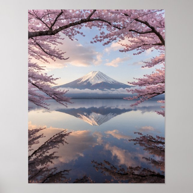Tranquility of Mount Fuji Reflection Poster (Vorne)