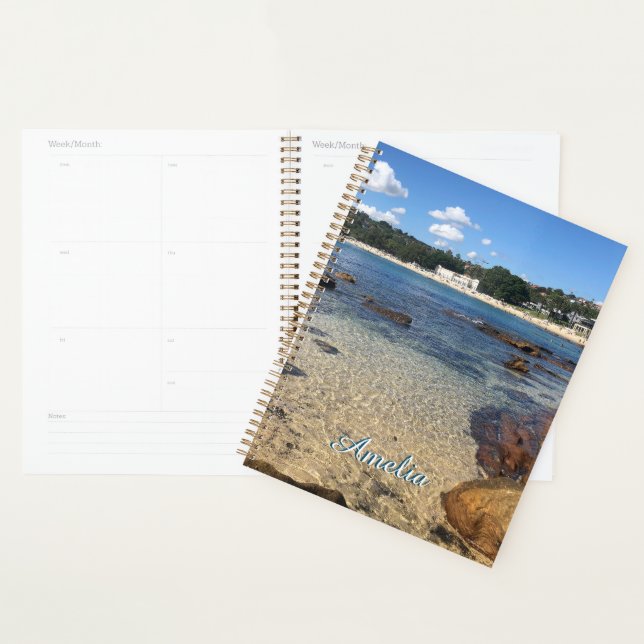 Tranquille Nom de plage Spiral Planner (Devant avec enveloppe)