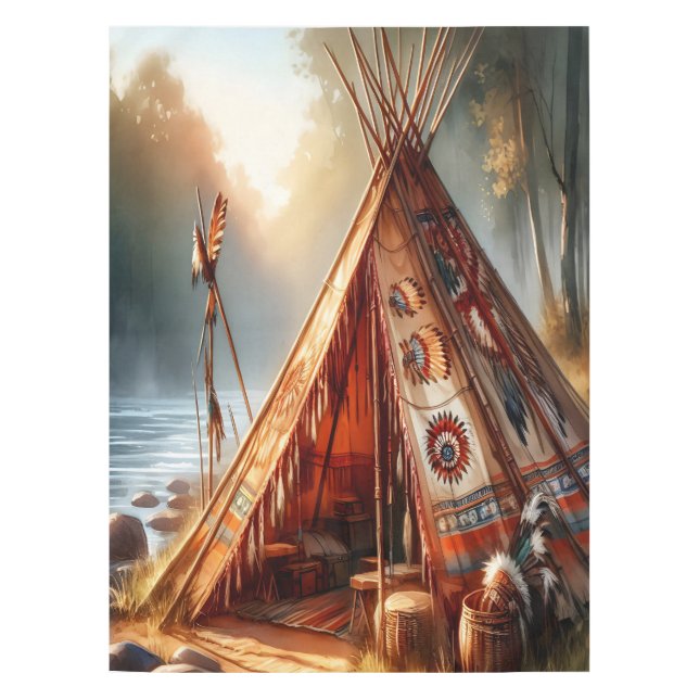 Tranquisitorische Indianer durch einen ruhigen Flu Tischdecke (Vorderseite)