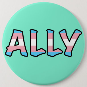 Trans Ally Hollow Letter Hintergrund der Minze Button