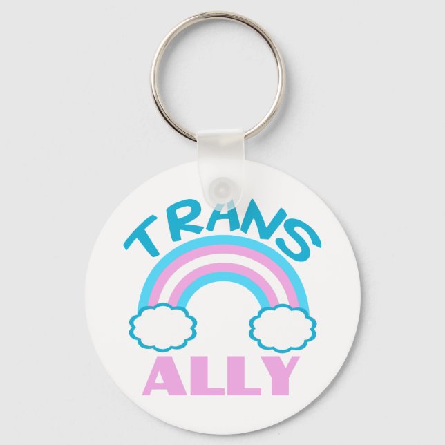 Trans Ally Transgender Rainbow Blue Pink White Schlüsselanhänger (Vorderseite)