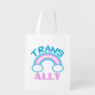 Trans Ally Transgender Rainbow Blue Pink White Wiederverwendbare Einkaufstasche