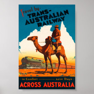 Trans Australia Eisenbahn Vintage Poster