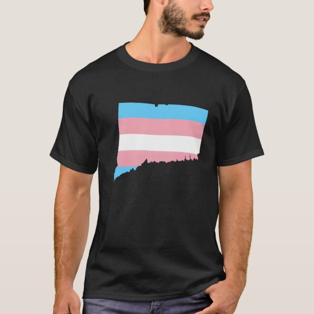 Trans Flag Connecticut LGBT Pride Support retro T-Shirt (Vorderseite)